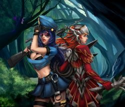 Officer Caitlyn & Iron Solari Leona by CMorilla HD Wallpaper Artwork Fan Art League of Legends lol