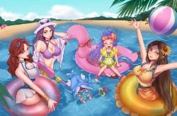 Pool Party Miss Fortune, Lulu, Caitlyn, Zoe & Leona by 弱虫摸 HD Wallpaper Background Fan Art Artwork League of Legends lol