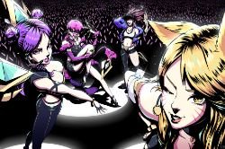 K/DA Akali, Ahri, Kai'Sa & Evelynn by Pablo Gutiérre HD Wallpaper Background Fan Art Artwork League of Legends lol