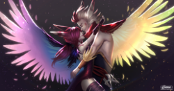 Xayah & Rakan by Mary Montés (3) HD Wallpaper Fan Art Artwork League of Legends lol
