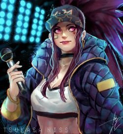 K/DA Akali by Tsukasa Niss (3) HD Wallpaper Background Fan Art Artwork League of Legends lol