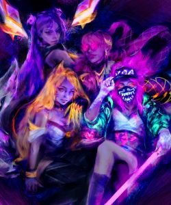 K/DA Akali, Ahri, Kai'Sa & Evelynn by Rumpung HD Wallpaper Background Fan Art Artwork League of Legends lol