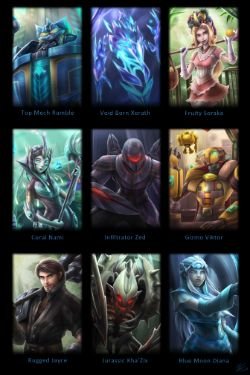 Rumble, Xerath, Soraka, Nami, Zed, Viktor, Jayce, Kha'Zix & Diana (Skin Concepts) by VegaColors HD Wallpaper League of Legends Fan Art