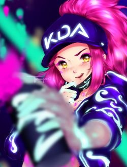 K/DA Akali by TanyaKi HD Wallpaper Background Fan Art Artwork League of Legends lol