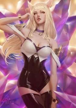 K/DA Ahri by raikoart HD Wallpaper Background Fan Art Artwork League of Legends lol