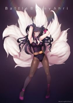 Battle Bunny Ahri by Dohwa League of Legends Artwork Wallpaper lol Fan Art