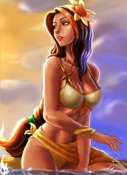 Pool Party Leona by Raichiyo33 HD Wallpaper Fan Art Artwork League of Legends lol