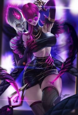 K/DA Evelynn & Classic Evelynn by Hlulani HD 4k Wallpaper Background Fan Art Artwork League of Legends lol