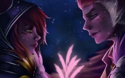 Xayah & Rakan by Monsty Here HD Wallpaper Fan Art Artwork League of Legends lol