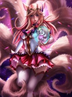 Star Guardian Ahri by IndyMBra HD 4k Wallpaper Background Fan Art Artwork League of Legends lol