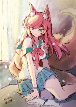 Academy Ahri by s-yin✤ HD Wallpaper Background Fan Art Artwork League of Legends lol