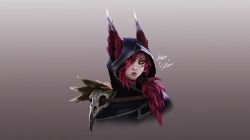 Xayah Portrait by AixaEastbornREAL HD Wallpaper Fan Art Artwork League of Legends lol