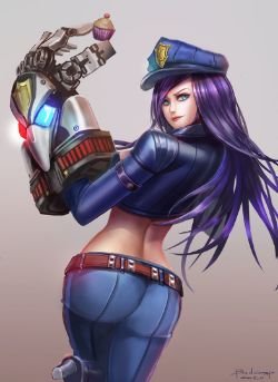 Caitlyn in Officer Vi Costume by BADCOMPZERO HD Wallpaper Artwork Fan Art League of Legends lol