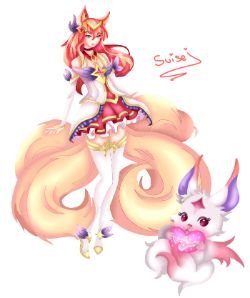 Star Guardian Ahri by Hiirondelle HD Wallpaper Background Fan Art Artwork League of Legends lol Thumbnail