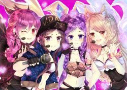 K/DA Ahri, Evelynn, Akali & Kai'Sa by Toki HD Wallpaper Background Fan Art Artwork League of Legends lol