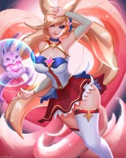 Star Guardian Ahri by McDobo HD Wallpaper Background Fan Art Artwork League of Legends lol