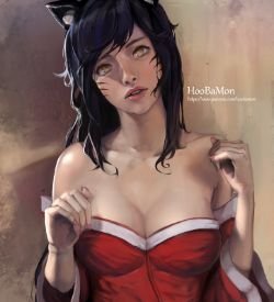 Ahri by hoobamon League of Legends Artwork Wallpaper lol
