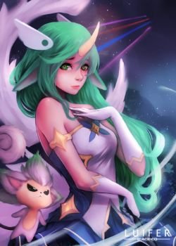 Star Guardian Soraka by LuiferBS HD Wallpaper Background Fan Art Artwork League of Legends lol