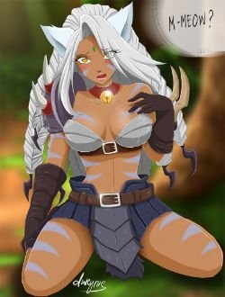 Rengar Nidalee by Dweynie HD Wallpaper Fan Artwork League of Legends lol
