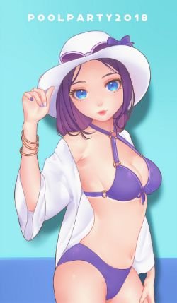 Pool Party Caitlyn by a0k0 HD Wallpaper Background Fan Art Artwork League of Legends lol