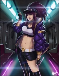 K/DA Akali by Kianpls (2) HD Wallpaper Background Fan Art Artwork League of Legends lol