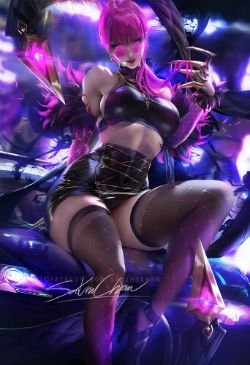 K/DA Evelynn by sakimichan (3) HD Wallpaper Background Fan Art Artwork League of Legends lol