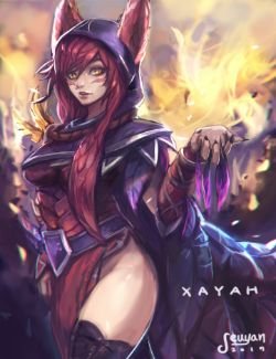 Xayah by Seuyan HD Wallpaper Background Fan Art Artwork League of Legends lol