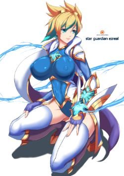 Sexy Female Star Guardian Ezreal (genderbend) by TorahimeMax HD Wallpaper Background Fan Art Artwork League of Legends lol