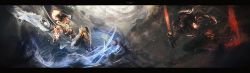Dawnbringer Riven & Nightbringer Yasuo by orianrowan HD Wallpaper Background Fan Art Artwork League of Legends lol