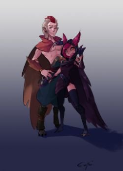 Xayah & Rakan by Capi974 HD Wallpaper Fan Art Artwork League of Legends lol