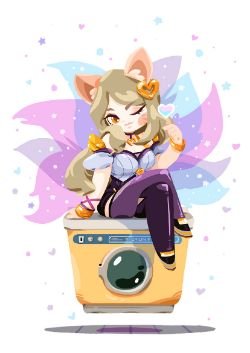 Chibi K/DA Ahri by Zhi Lin Lim HD Wallpaper Background Fan Art Artwork League of Legends lol