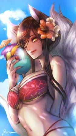 Pool Party Ahri by bibico HD Wallpaper Fan Art Artwork League of Legends lol