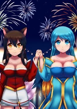 Sona & Ahri by Xano501 HD Wallpaper Fan Art Artwork League of Legends lol