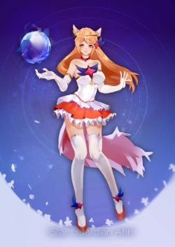 Star Guardian Ahri by 九曜の忘了之前id HD Wallpaper Background Fan Art Artwork League of Legends lol