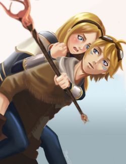 Ezreal & Lux miosubarashii HD Wallpaper Background Fan Art Artwork League of Legends lol