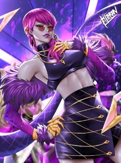 K/DA Evelynn by Hibren HD Wallpaper Background Fan Art Artwork League of Legends lol