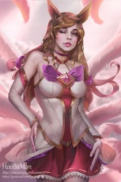 Star Guardian Ahri by Hoobamon HD Wallpaper Background Fan Art Artwork League of Legends lol