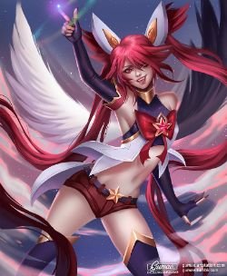Star Guardian Jinx by gumae HD Wallpaper Background Fan Art Artwork League of Legends lol