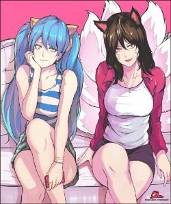 Ahri & Sona by cal League of Legends Artwork HD Wallpaper lol Fan ArtFan Art Artwork