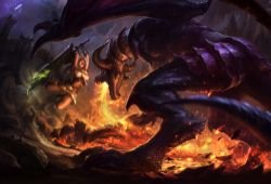 Riven Vs Shyvana Promo HD Wallpaper Background Official Art Artwork League of Legends lol