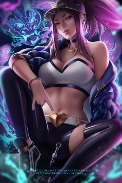 K/DA Akali by OlchaS HD Wallpaper Background Fan Art Artwork League of Legends lol