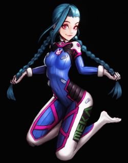 Jinx in D.Va Costume by 주곤123 HD Wallpaper Background Fan Art Artwork League of Legends lol
