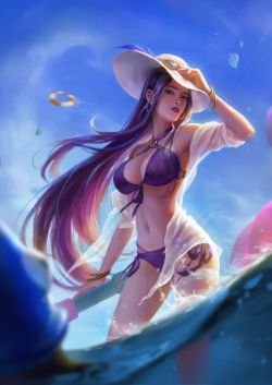 Pool Party Caitlyn by soup夕拾 HD Wallpaper Background Fan Art Artwork League of Legends lol