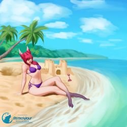 Pool Party Xayah by AstroWolf HD Wallpaper Background Fan Art Artwork League of Legends lol
