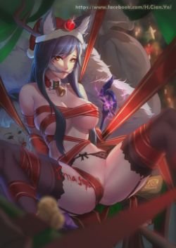 Sexy Christmas Ahri by Cian yo HD Wallpaper Fan Art Artwork League of Legends lol