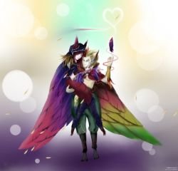 Xayah & Rakan by 爱吃包子的饺子 HD Wallpaper Fan Art Artwork League of Legends lol