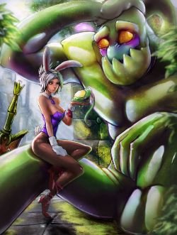 Battle Bunny Riven & Zac by Raichiyo33 HD Wallpaper Fan Art Artwork League of Legends lol