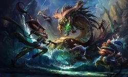 Season 4 Promo (Akali, Teemo, Dr. Mundo, Jarvan IV, Nocturne Vs Baron Nashor) HD Wallpaper Background Official Art Artwork League of Legends lol