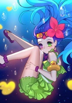 Pool Party Zoe by -NEGA- HD Wallpaper Background Fan Art Artwork League of Legends lol