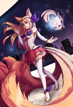 Star Guardian Ahri by Kriniere HD Wallpaper Background Fan Art Artwork League of Legends lol